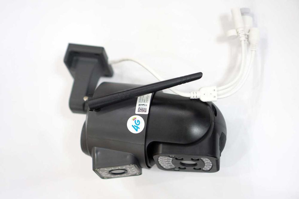 Чорна вулична камера з 4G SIM, +2 об'єктива 4Mpx+4Mpx, IP WiFi камера