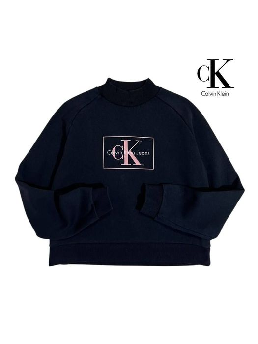 женский свитшот calvin klein jeans размер xs кроп на флисе котоновый лонгслив реглан женская кофта лонг келвин кляйн клей  гольф ck  жіночій світшот