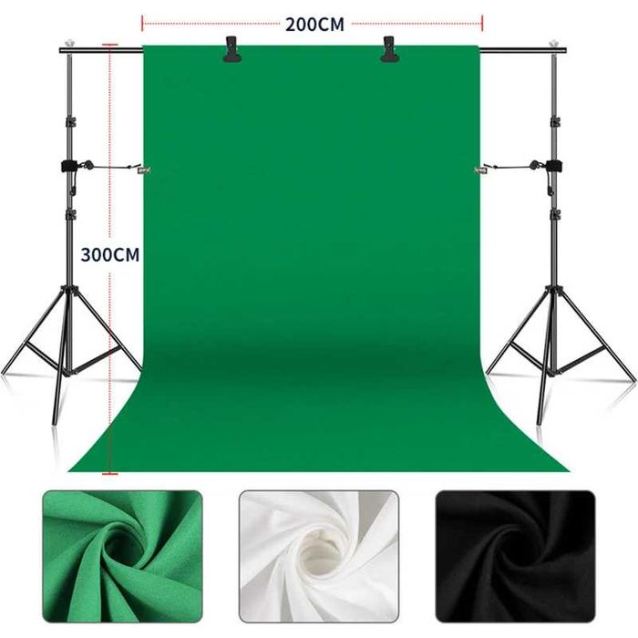 Fundo Fotográfico Profissional 4x3m Verde Chroma / Preto / Branco NOVO