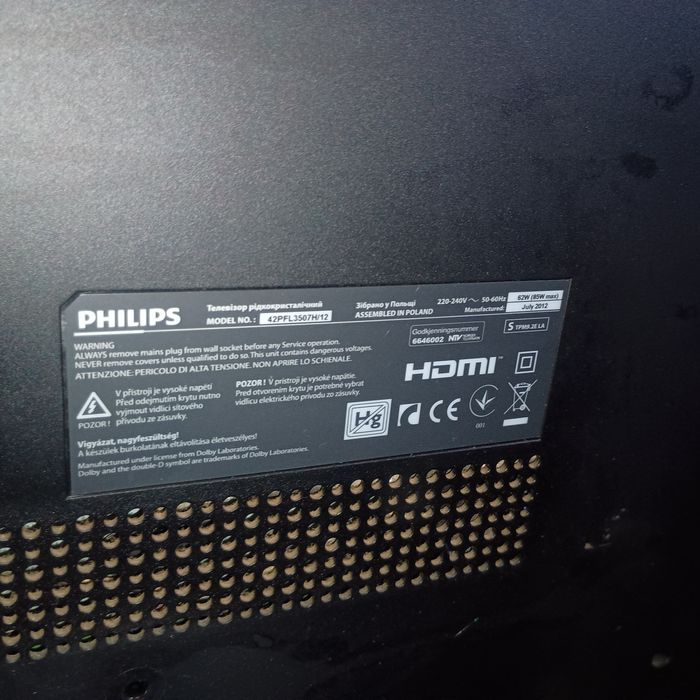 Uszkodzony telewizor philips 42pfl3507h/12