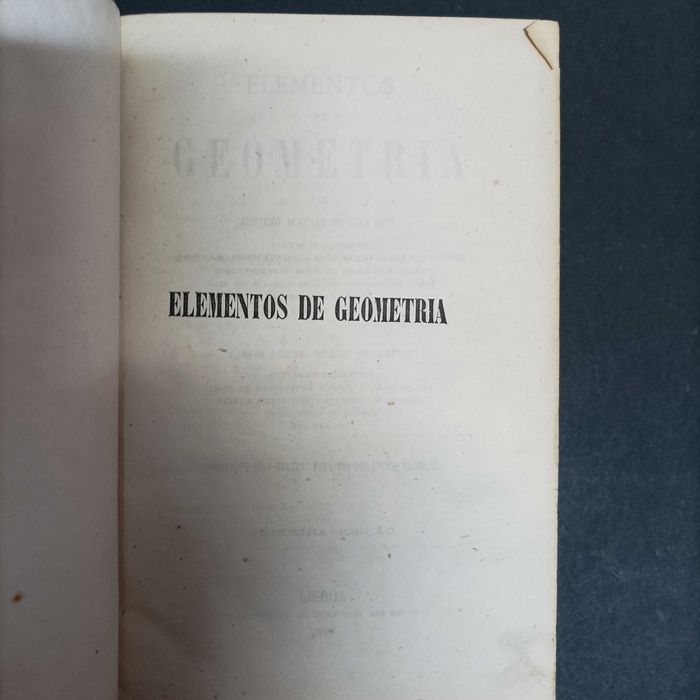 Elementos de Geometria, Adriano Augusto Pina Vidal e Carlos Augusto Moraes. Ano 1877