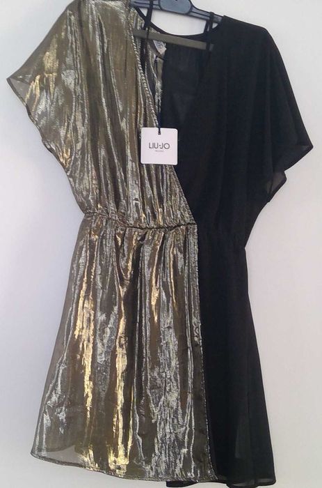 LIU - JO - NOWA złoto - czarna  sukienka- tunika roz.S/M