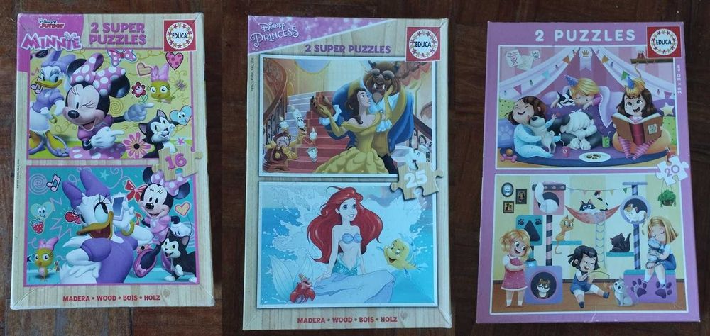 Conjunto de 6 puzzles em madeira para criança