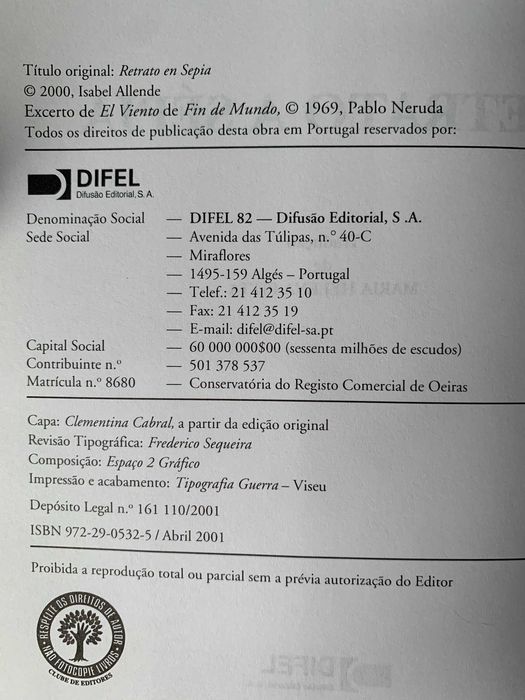 Retrato a Sépia, de Isabel Allende