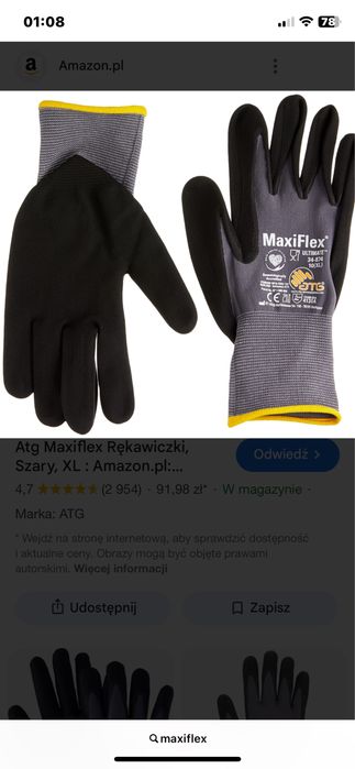 Rękawiczki MaxiFkex rozmiar L9 i XL 10.
