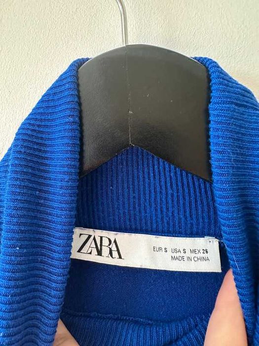 Granatowy sweterek z krótkim rękawem, ZARA