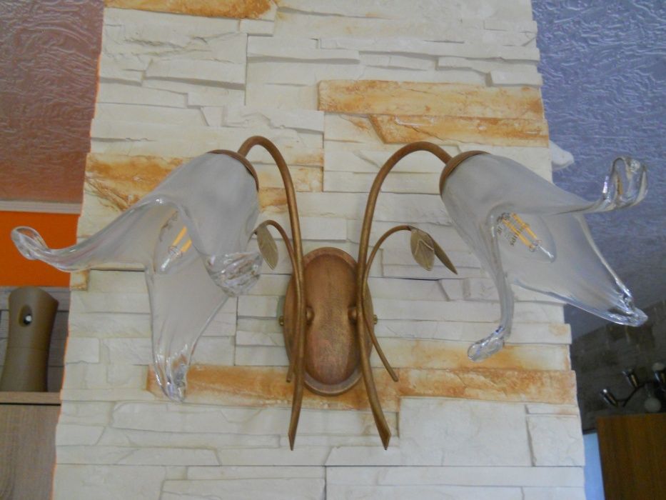 Żyrandol + Kinkiet komplet jak nowy "luminex" stare złoto klosze