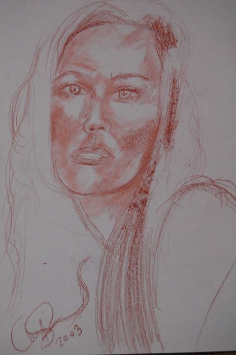Grafika."Portret kobiety".Rysunek.Sangwina.
