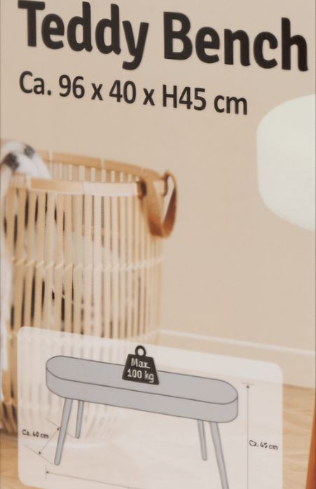 Banco comprido tecido boucle