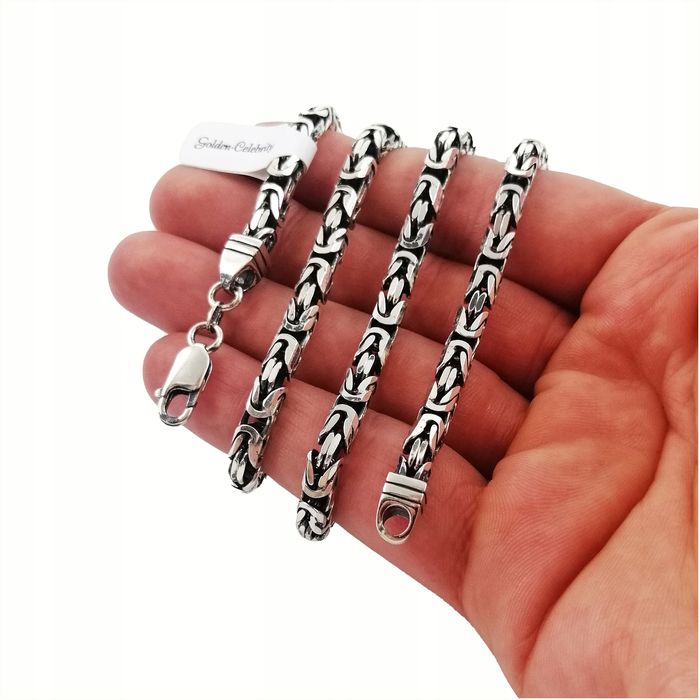 Srebrny Męski Łańcuszek Królewski Szeroki Pr. 925