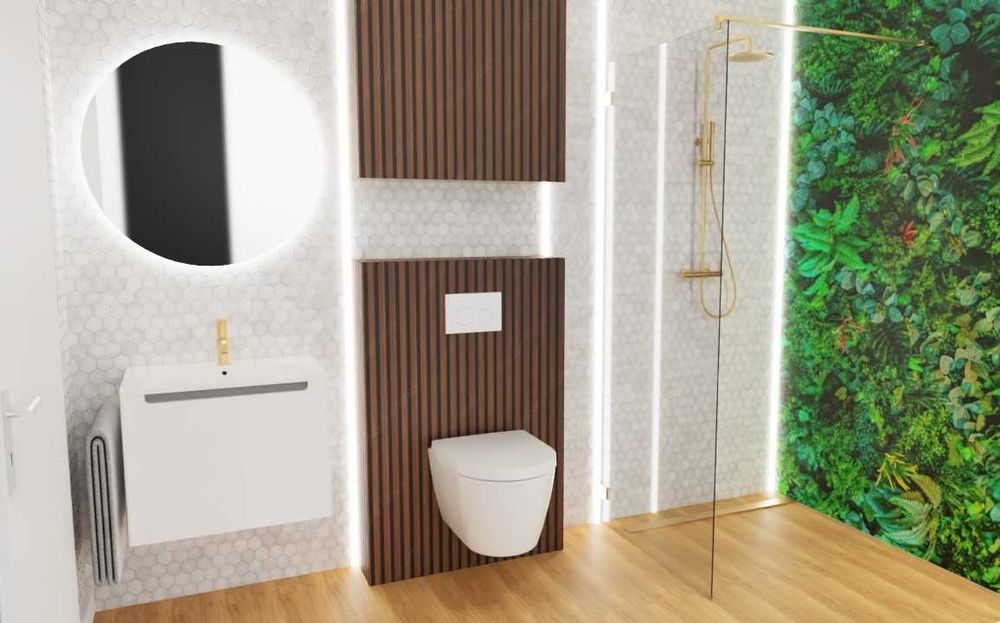 Szkło hartowane obudowa Geberit rozwiązanie bez fugowe dowolna grafika