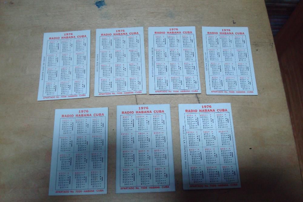 coleçao de 7 calendários de cuba 1976