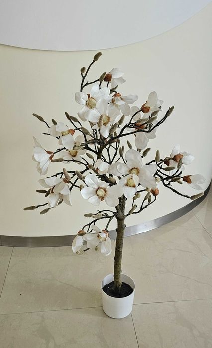 Drzewko Magnolia duże 110 cm białe stuczne