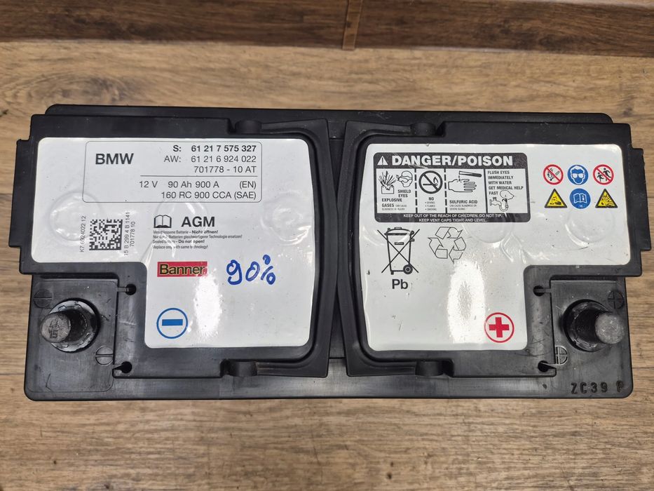 BMW Akumulator AGM 90Ah 900A 12V 2015R Stan Baterii 90% 7575327