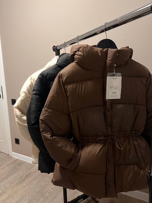 Нова чорна куртка жіноча пуфер оверсайз єврозима на завязках пуховик