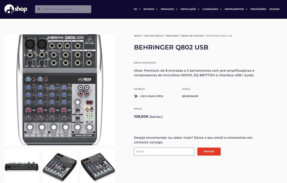 Mesa de Mistura 6 Canais c/USB