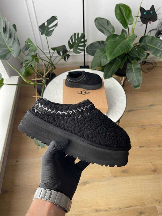 Уггі UGG Tazz Slipper Heritage Braid Black premium зимові з хутром