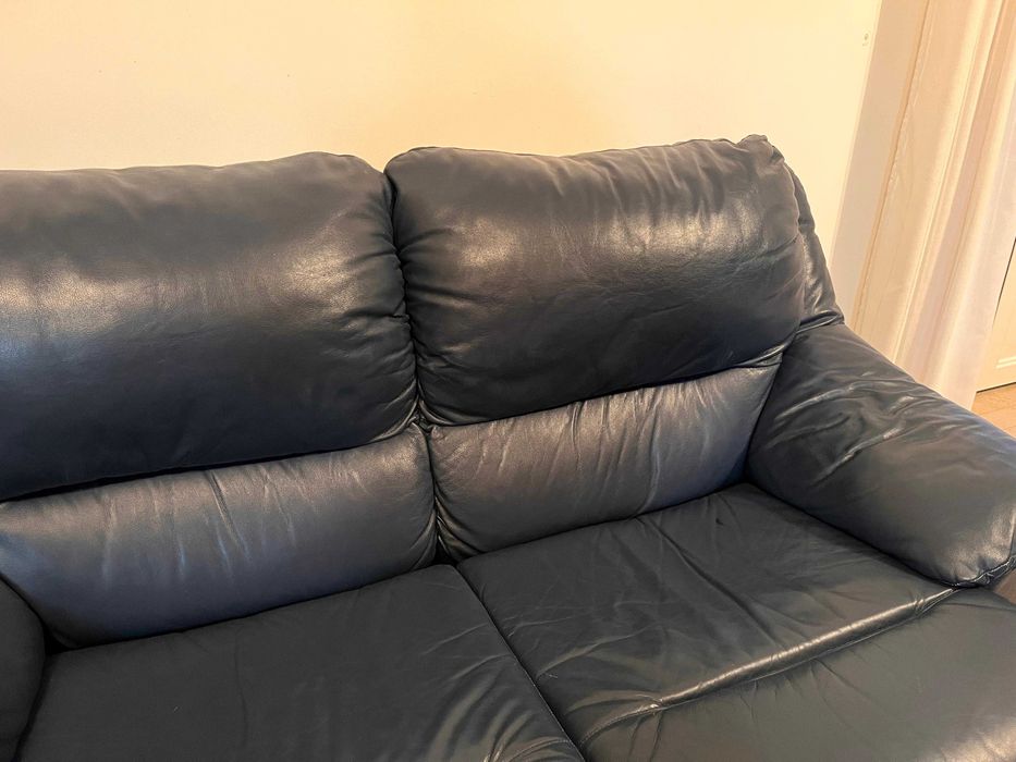 Sofás de ecopele azul escuro - sofá-cama incluído