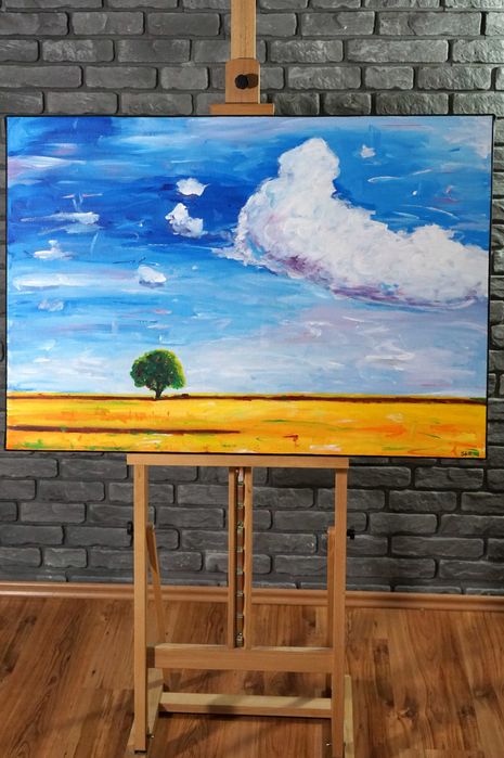 Duży obraz akrylowy słoneczny kolorowy krajobraz impresja pejzaż Lato