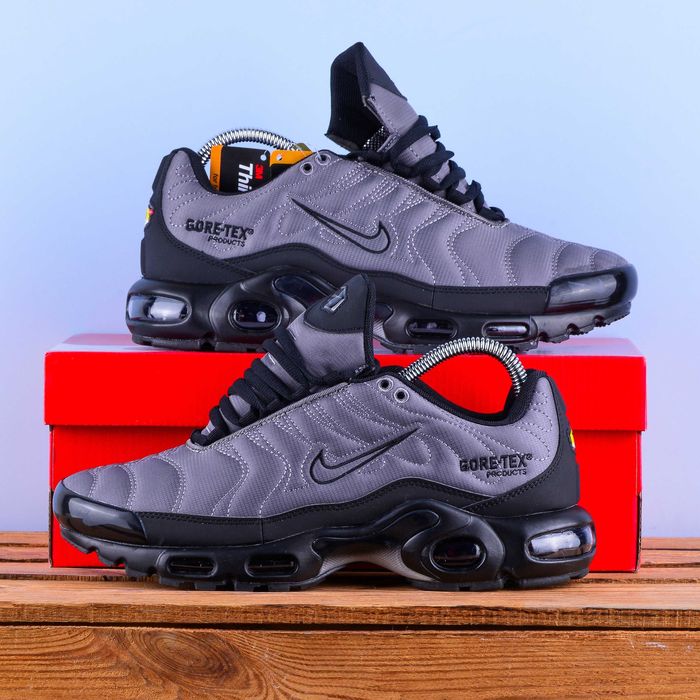 (2190) Термо Зимові Чоловічі Кросівки Nike Air Max TN сірі з чорним