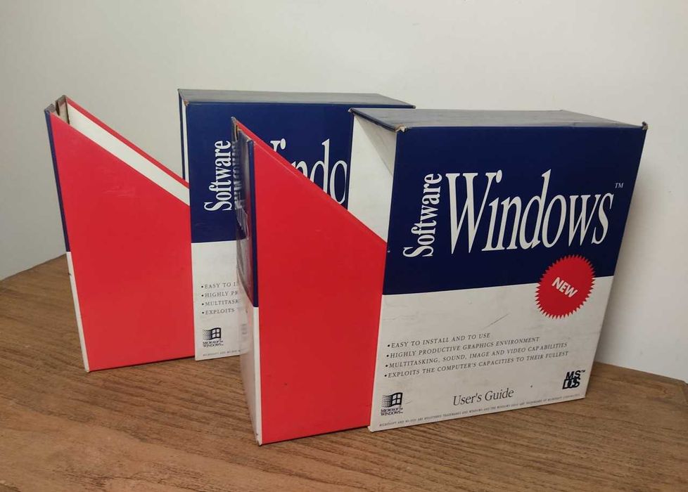 museu informática: caixas Microsoft Windows década de 90