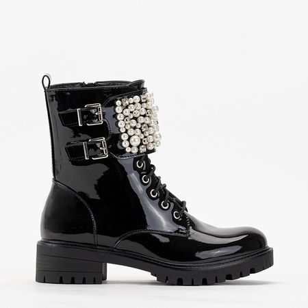 LAKIEROWANE 36 37 38 MATOWE 39 40 41 Botki workery z perłami perełkami