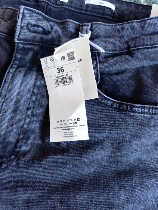 Jeansy slim z efektem sprania Reserved R. 36 Nowe