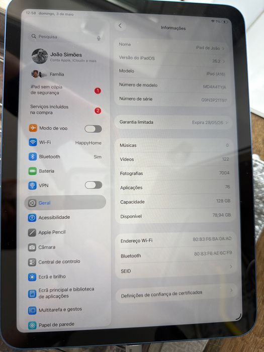 iPad (11.ª Ger. 2025) 128GB Blue – Como Novo | Bateria 100% | Garantia Apple
