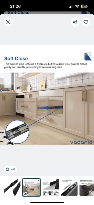 Jogo corrediças para gaveta preto Vadania - NOVO