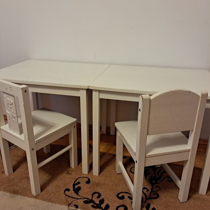 2 stoliki+2 krzesełka białe ikea