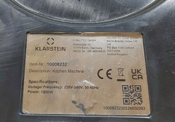 Тістоміс / тестомес / міксер / миксер / Klarstein  з Німеччини 1800w