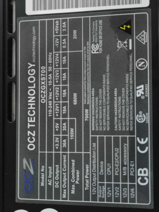 Fonte Alimentação Desktop - OCZ GameXStream 700W como nova na caixa