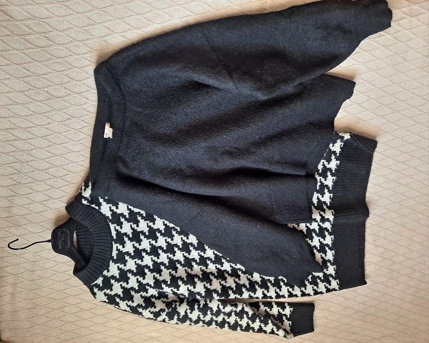 H&M M 25% Moher 25% wełna czarny luźny sweter
