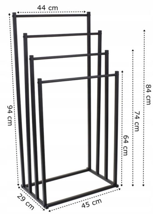 Nowy czarny stojak organizer łazienkowy na ręczniki