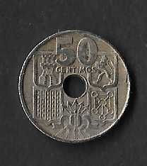 Moeda de 50centimos. Espanha 1949