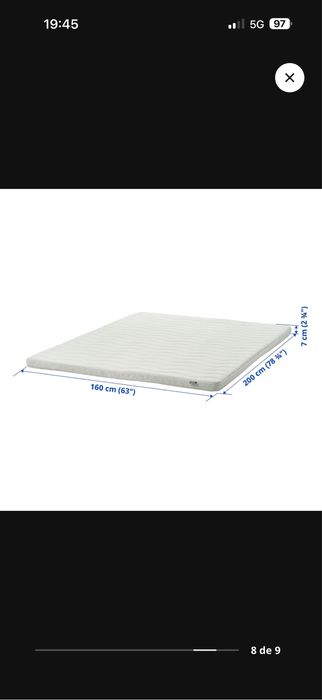 Sobrecolchão, branco, IKEA 160x200 cm