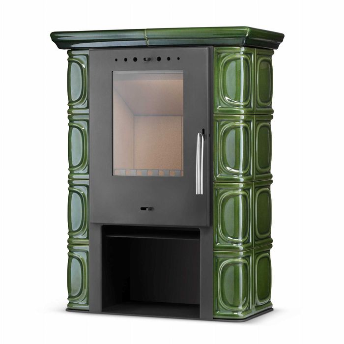 Piec kominek kaflowy koza ELDUR wkład kominkowy Zielony ECODESIGN 11kW