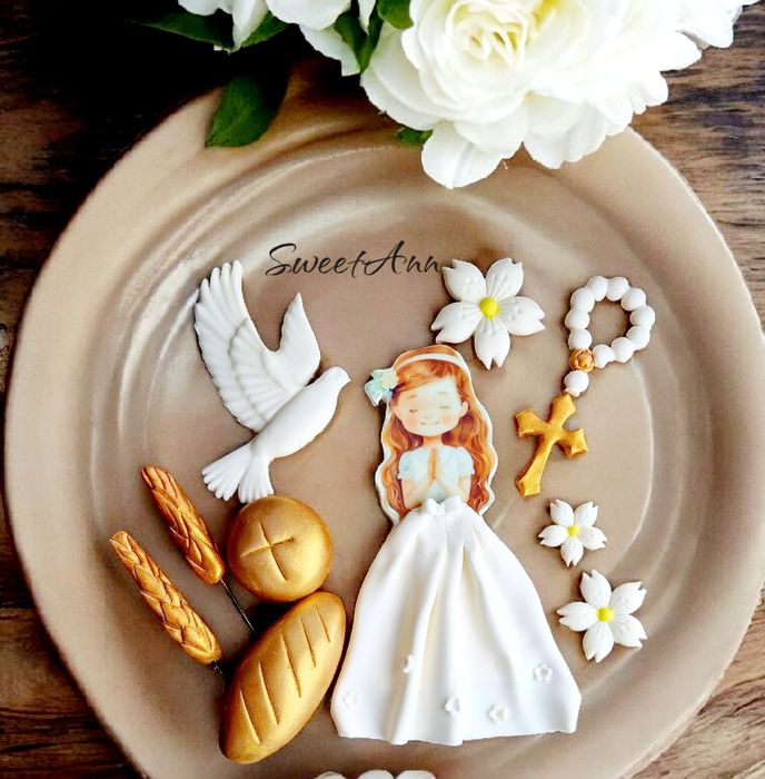 Zestaw dekoracji na tort komunijny