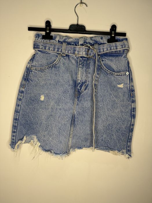 Spodniczka jeansowa paperbag 34 bershka denim