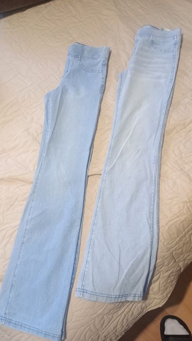 2 pary miękkich jeansowych legginsów tregginsów h&m 146