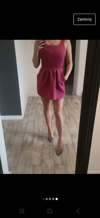 Piękna sukienka fuksja 34 xs piankowa