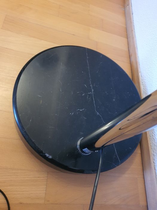 Lampa stojąca czarny marmur, chrom, duża łukowa