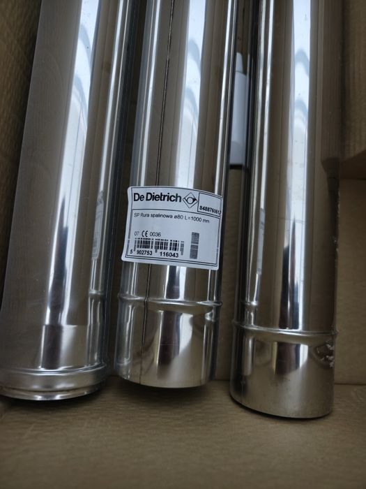 De Dietrich rura spalinowa do pieca gazowego fi80 2.7m stal nierdzewna