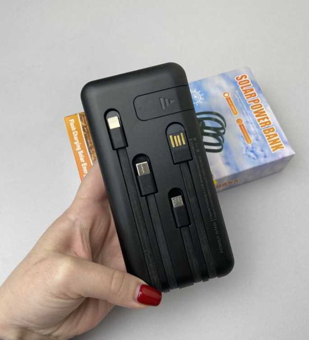 Продам power Bank Solar з кабелем USB+Micro+Type-C+Lightning 10000mAh