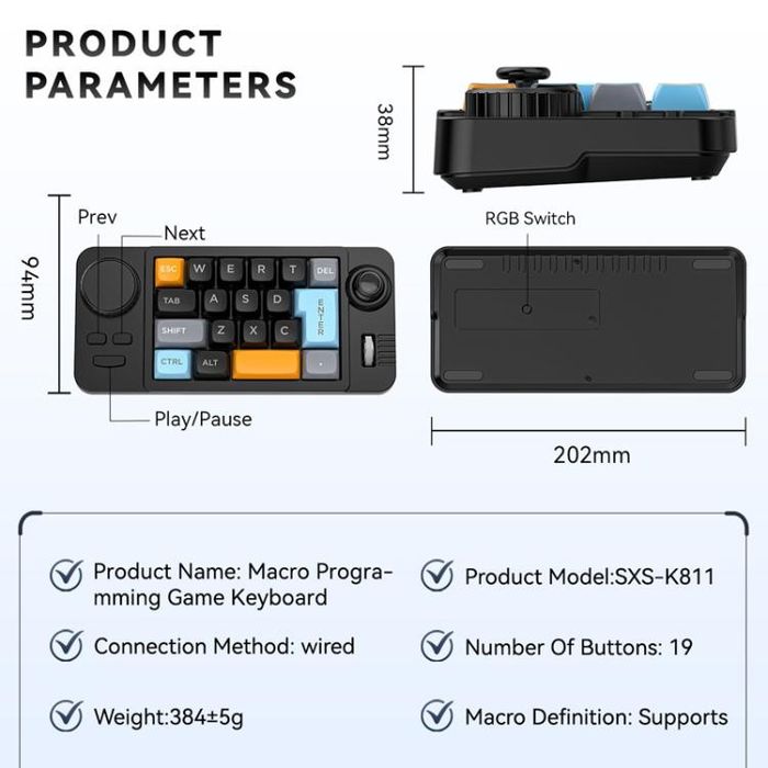 Klawiatura dla graczy mini 19 przyciskow / pad