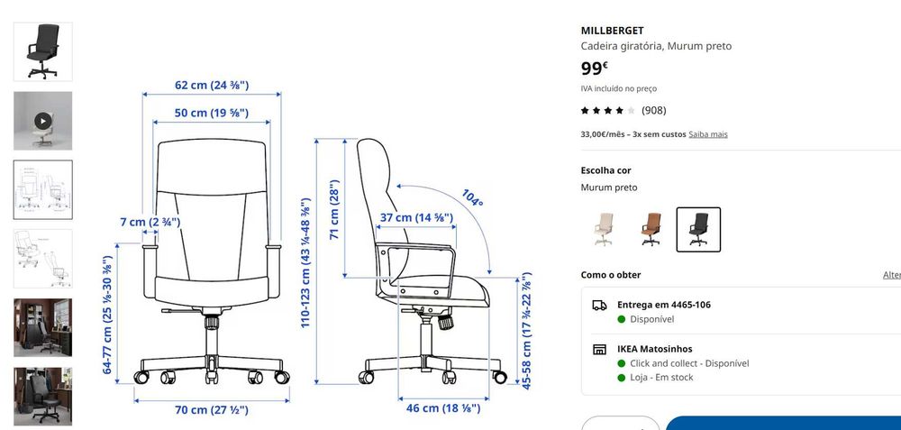 2 Cadeiras Escritório IKEA (NOVAS / EM CAIXA)