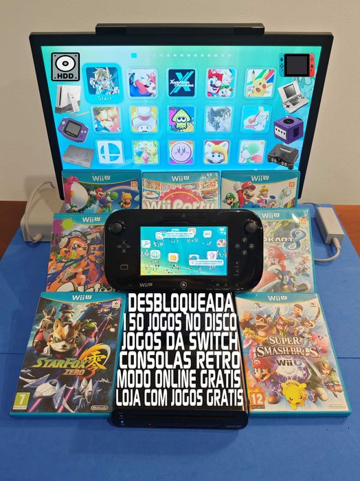 150 JOGOS GRÁTIS DESBLOQUEADA Consola Nintendo Wii U Retro
