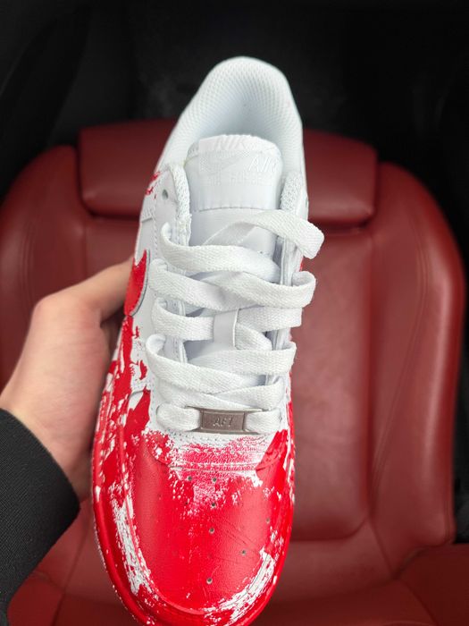 (ОПЛАТА ПІСЛЯ ОГЛЯДУ)Nike Air Force Blood Custom Red Найк Аір Форс