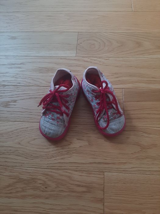 Różowo kwiatowe buty buciki botki tenisówki sznurowane Lemigo 24 rozmi