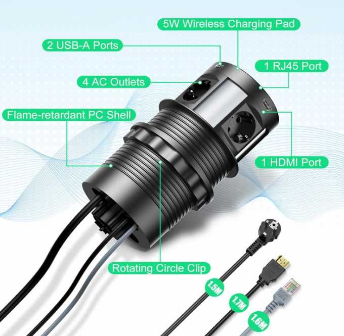 Chowane Gniazdo blatowe USB/HDM/RJ45/Indukcja  Nr.908